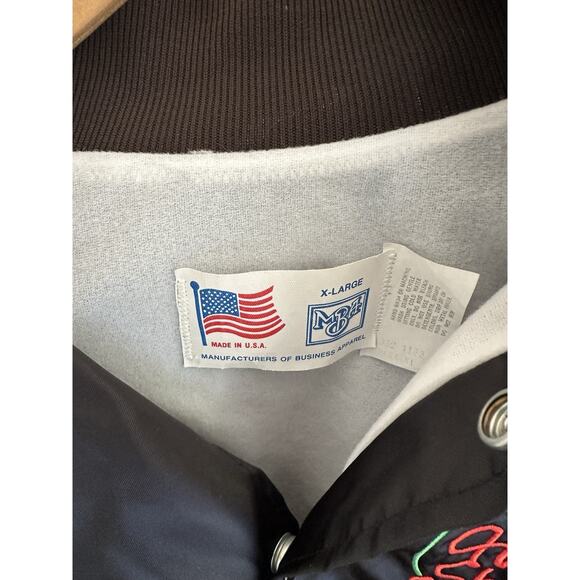 Vintage 1980s Hot Shot Black Satin Jacket XL - Picture 3 of 5